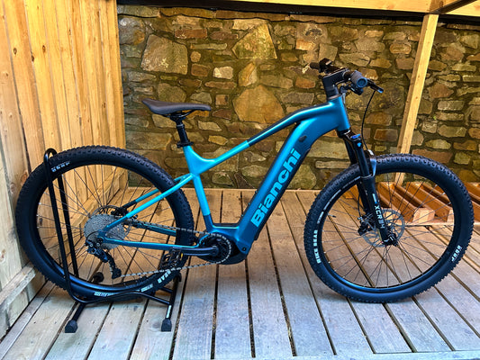 Bianchi T-TRONIK X 9.1 800Wh Electric Mountain Bike - DEORE 10SP in Dark Celeste - Available in All Sizes