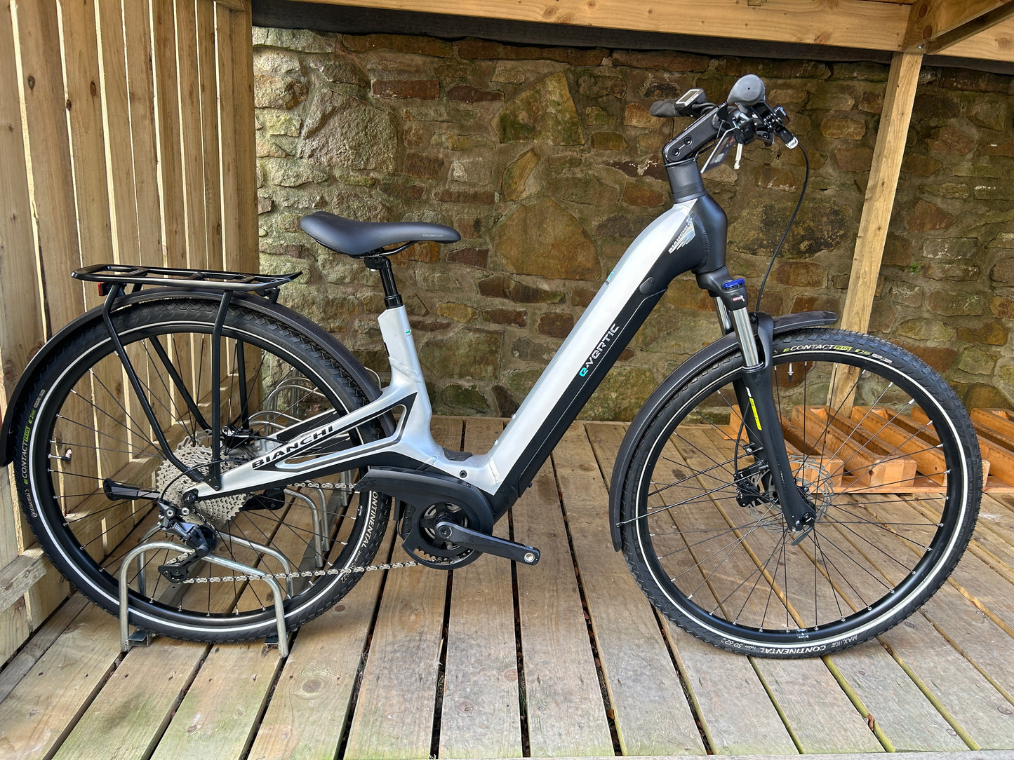 Bianchi E-Vertic C Type Deore Electric Hybrid City Bike in Silver/Black - UPGRADED TYRES