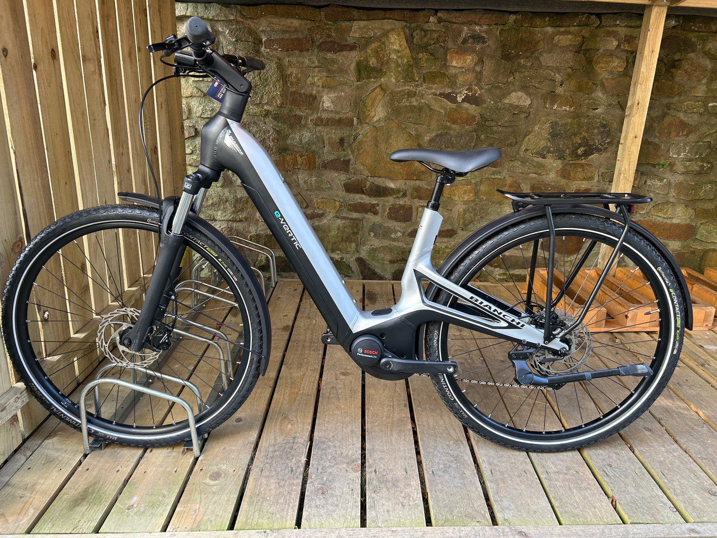 Bianchi E-Vertic C Type Deore Electric Hybrid City Bike in Silver/Black - UPGRADED TYRES