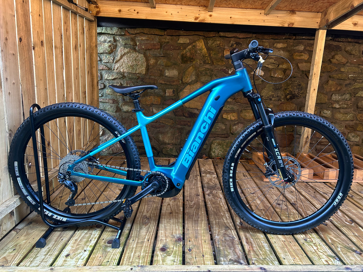 bianchi mountainbikes T-TRONIK X 9.1 800Wh Electric Mountain Bike Freedom Angelhaken-Aufbewahrung – Kompakter revoray Color:Swampgrey´n´Black and linear pull brakes